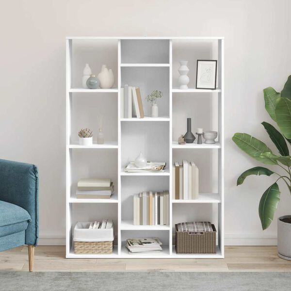 vidaXL Room Divider/Book Cabinet White 39.4"x9.4"x55.1" Engineered Wood