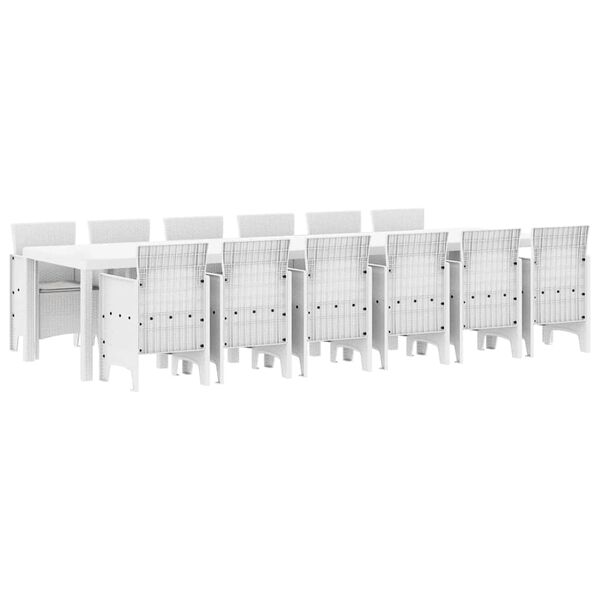 vidaXL Garden Dining Set 13 pcs White Polt rattan