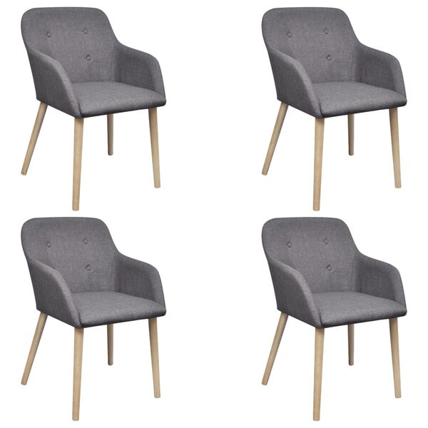 vidaXL Dining Chair Set of 4 Dark Grey Polyester and Oak Medium