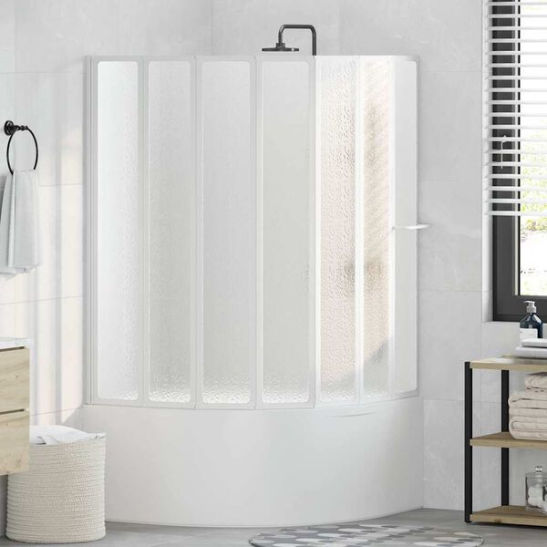 vidaXL Shower Bath Screen Wall 55.1 x 66.1" 7 Panels Foldable with Towel Rack