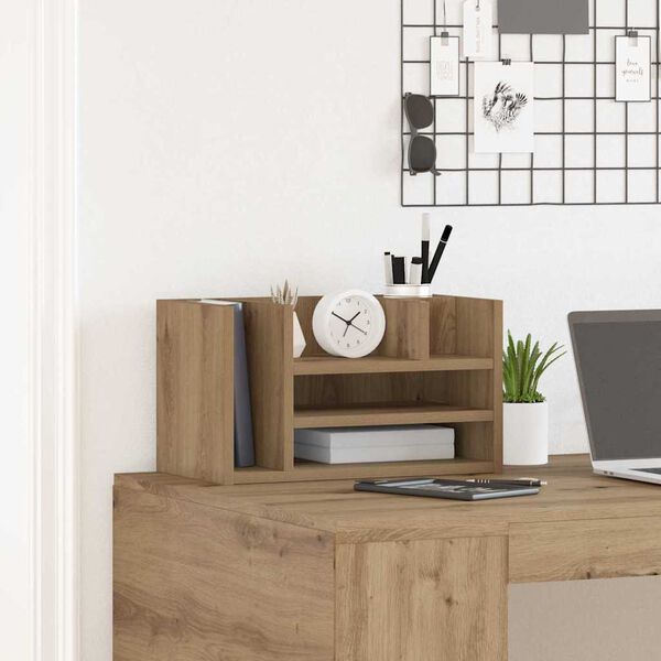 vidaXL Desk Organiser Black oak 44.5 x 24 x 25 cm Engineered wood