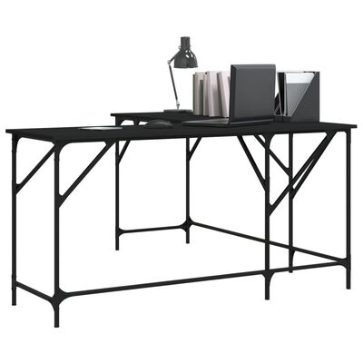 vidaXL Desk Black 58.7"x58.7"x29.5" Engineered Wood