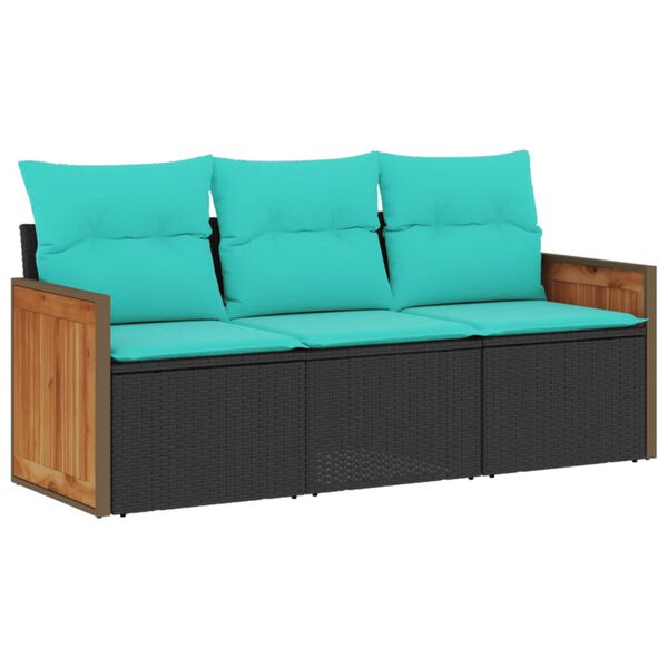 vidaXL Patio Sofa Set Black, Blue