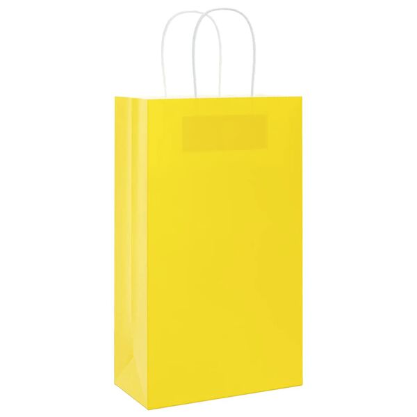 vidaXL Paper Bags 250 pcs with Handles Yellow 21x11x36 cm