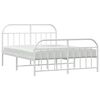 vidaXL Bed Frame White Powder-Coated Steel Double Bed Frame