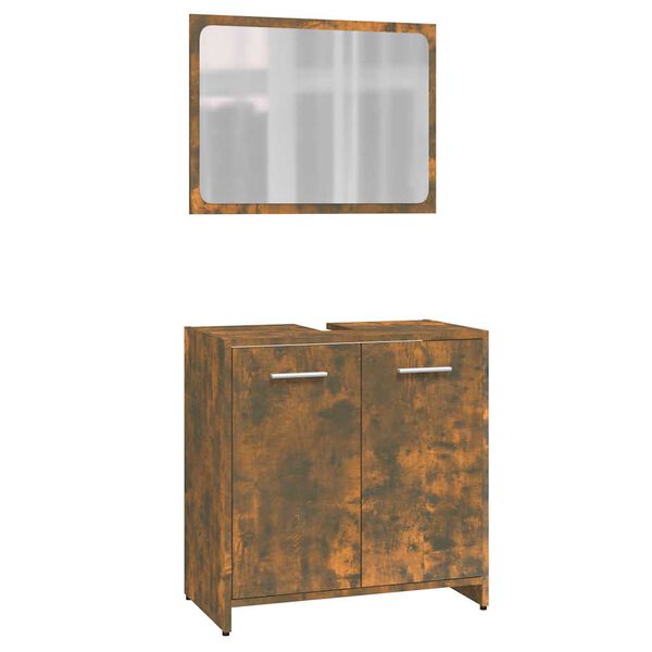 vidaXL Bathroom Furniture Set Smoked Oak Engineered Wood Standard