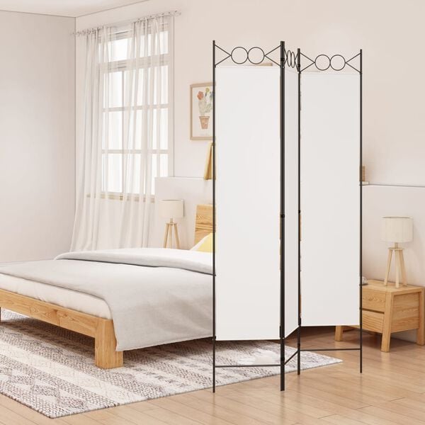 vidaXL 3-Panel Room Divider White 47.2"x78.7" Fabric