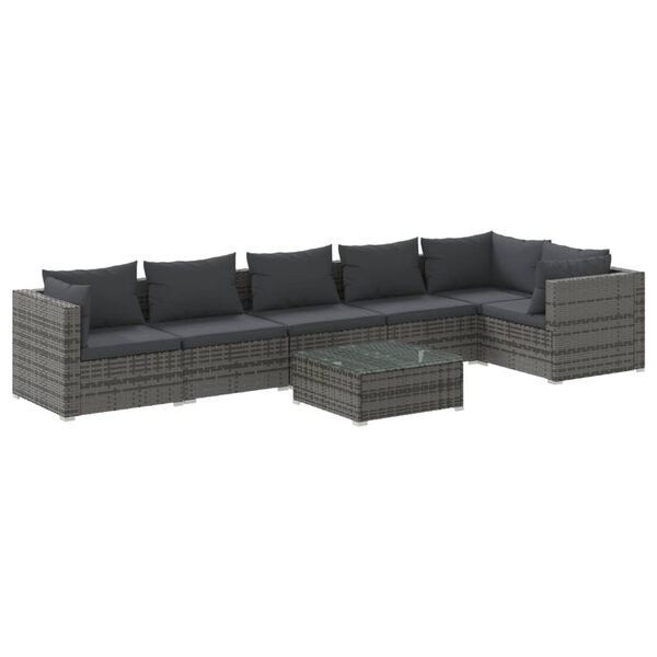 vidaXL Garden Lounge Set Grey PE rattan 7 Piece Set Modular