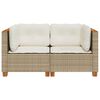 vidaXL Garden Sofa Set of 2 Beige PE rattan Medium Modular