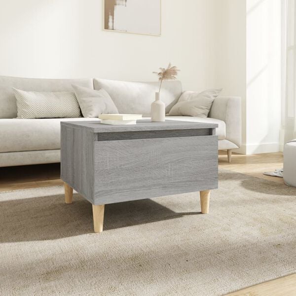 vidaXL Side Table Grey Sonoma Engineered wood, Solid eucalyptus wood