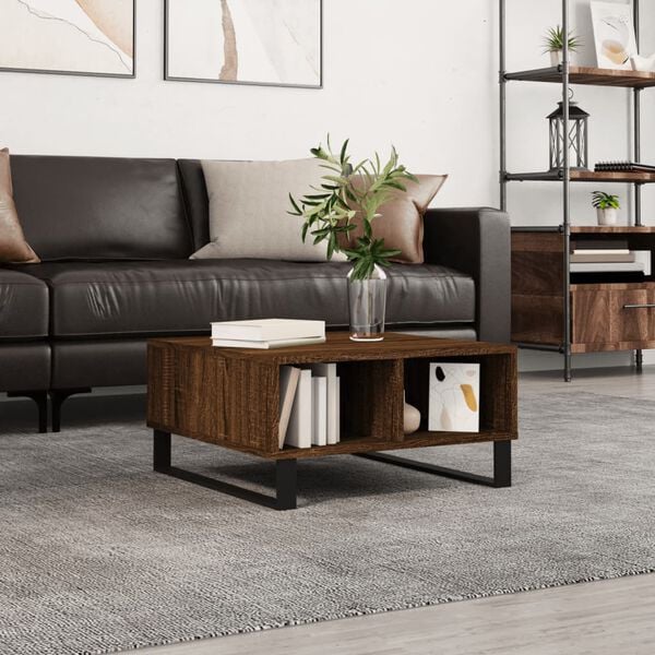 vidaXL Coffee Table Brown Oak Engineered wood, Iron Small Coffee Table