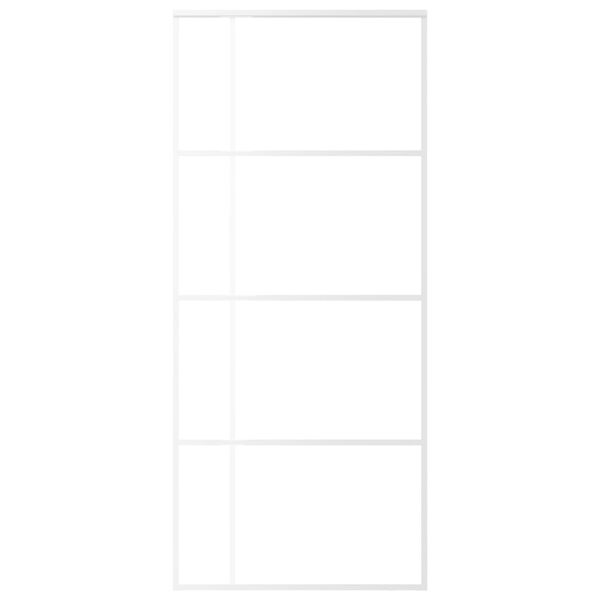 vidaXL Sliding Door Frosted ESG Glass and Aluminum 35.4"x80.7" White