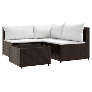 vidaXL Patio Lounge Set Brown, Cream white