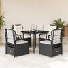 vidaXL Garden Dining Set Black Poly Rattan Medium Adjustable Armrests