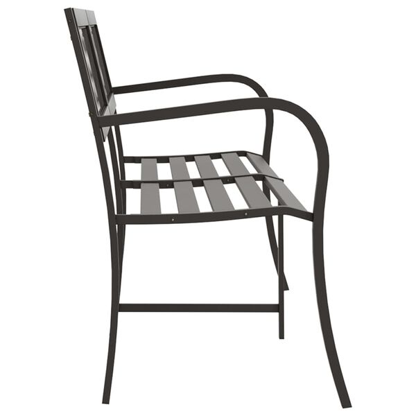 vidaXL Twin Garden Bench Black Powder-coated steel, Plastic 93.3 in wide