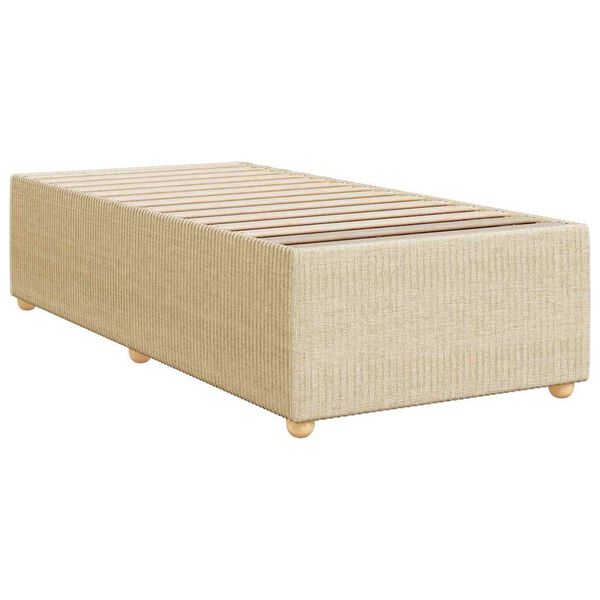 vidaXL Bed Frame Cream 100% Polyester, Plywood, Engineered Wood Twin