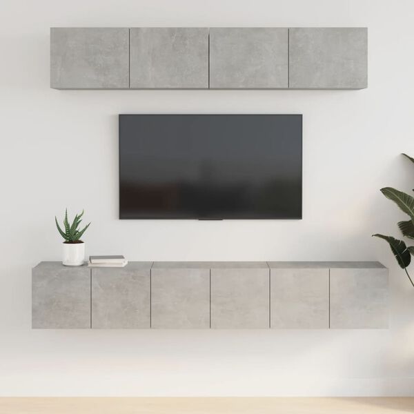 vidaXL TV Cabinet Set Set of 5 Concrete Grey Engineered Wood Medium