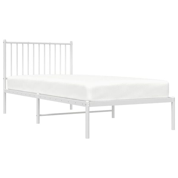 vidaXL Bed Frame White Steel Twin Bed Frame Rectangular Durable