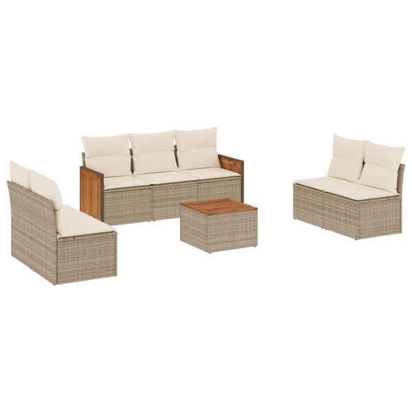 vidaXL Garden Sofa Set Beige PE rattan Large Removable Covers