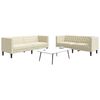 vidaXL Chesterfield Sofa Set Cream 75% PVC, 20% polyester, 5% cotton