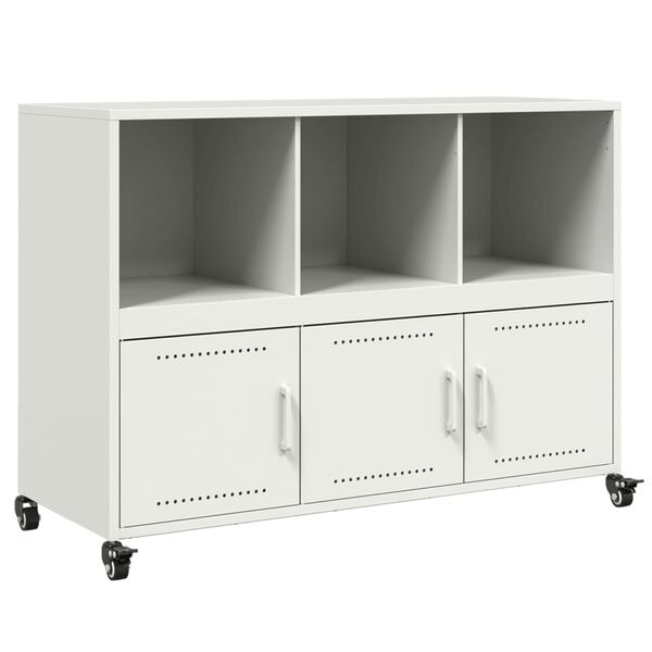 vidaXL Sideboard White Cold-rolled steel Medium Rollable Sideboard
