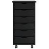 vidaXL Rolling Cabinet Black Solid pine wood, engineered wood, plastic