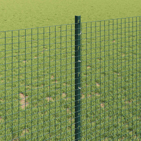 vidaXL Fence with Post Green 3.28 x 164.04 ft Steel and PVC