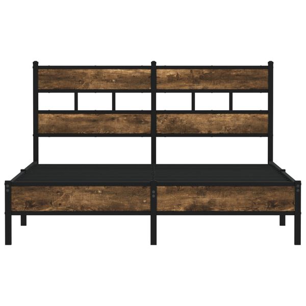 vidaXL Bed Frame Smoked Oak Steel and engineered wood Double Bed Frame