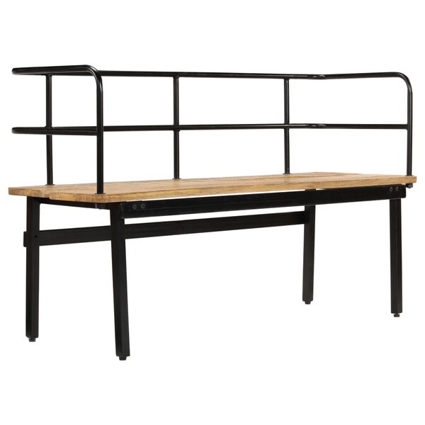 vidaXL Bench Natural Brown, Black Solid Mango Wood, Powder-Coated Iron