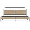 vidaXL Bed Frame Smoked Oak Steel, Engineered wood Double Bed Frame