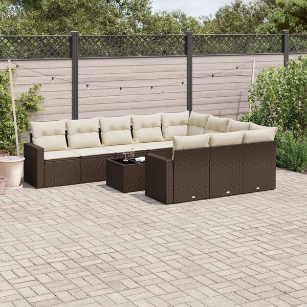 vidaXL Garden Sofa Set Brown Poly Rattan Large Modular Garden Sofa Set