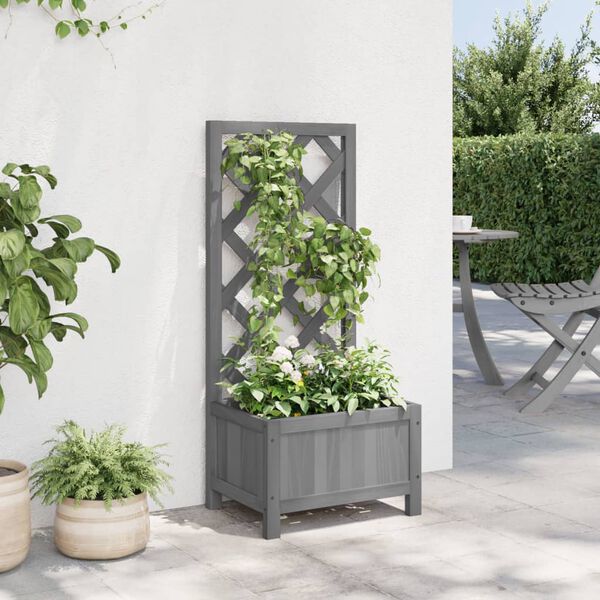 vidaXL Planter Grey Solid fir wood Medium Planters Planter