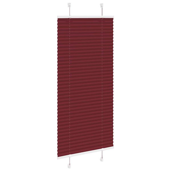 vidaXL Pleated Blind Bordeaux Red 100% Polyester 25.6 x 59.1 in
