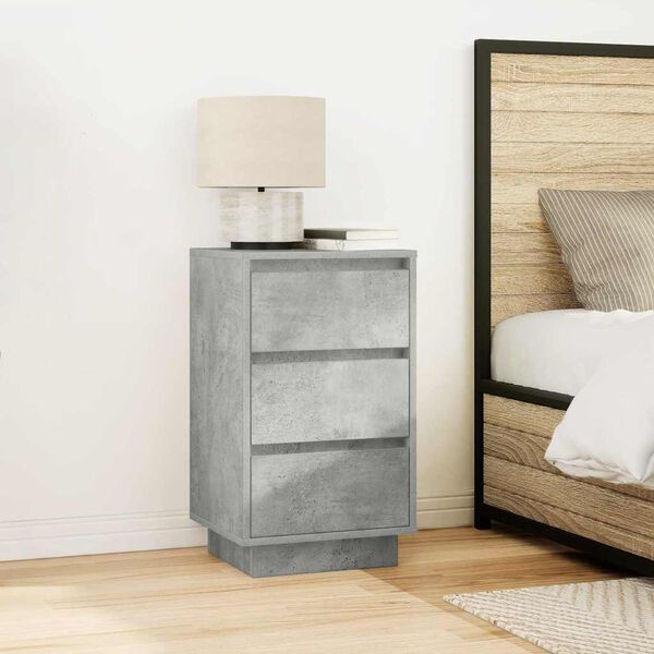 vidaXL Bedside Cabinet Concrete Grey Engineered wood 15.0 x 13.4 x 25.6 in