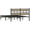 vidaXL Bed Frame Sonoma Oak Steel, Engineered Wood Full Bed Frame
