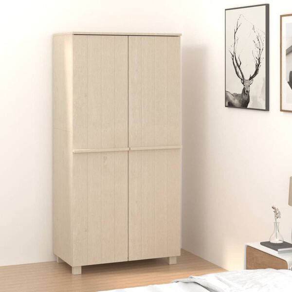 vidaXL Wardrobe Honey brown Solid pinewood, MDF 35 x 19.7 x 70.9 in