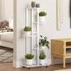 vidaXL Flower Stand White Iron Tall Rollable Flower Stand