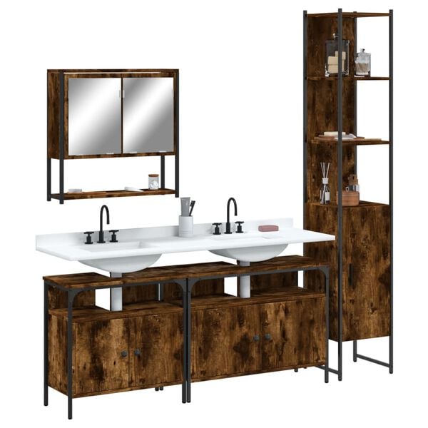vidaXL Bathroom Furniture Set Smoked oak