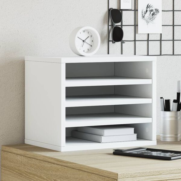 vidaXL Desk Organiser White 14.2x10.2x11.6" Engineered Wood