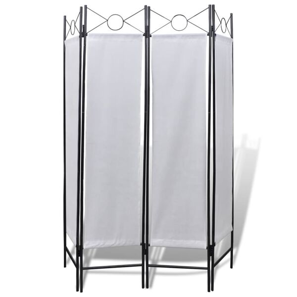 4-Panel Room Divider Privacy Folding Screen White 5' 3" x 5' 11"