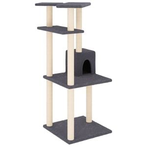 vidaXL Cat Tree Dark Gray Engineered wood, plush, sisal Medium Durable