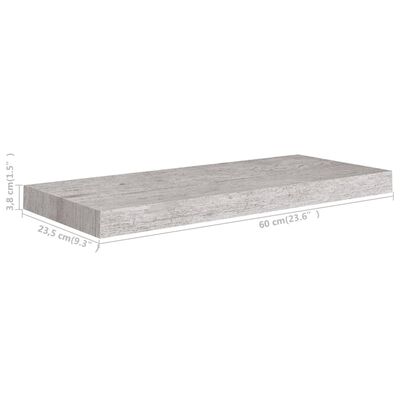 vidaXL Floating Wall Shelves 4 pcs Concrete Gray 23.6"x9.3"x1.5" MDF