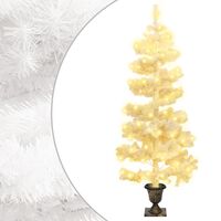 vidaXL Swirl Pre-lit Christmas Tree with Pot White 4 ft PVC