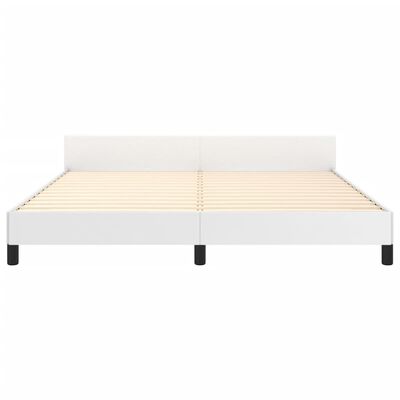 vidaXL Bed Frame with Headboard White 76"x79.9" King Faux Leather