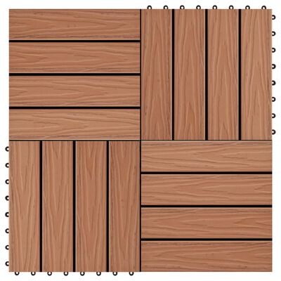 vidaXL 11 pcs Decking Tiles Deep Embossed WPC 11.8"x11.8" 1 sqm Light Brown