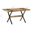 vidaXL Dining Table Natural Mango Wood Rough Mango Wood, Powder-Coated Steel
