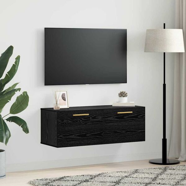vidaXL Wall Cabinet Black oak 39.4" x 14.4" x 13.8" Engineered wood