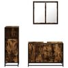 vidaXL Bathroom Furniture Set Smoked oak Engineered wood, metal, glass