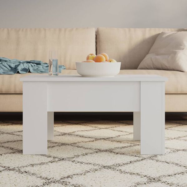 vidaXL Coffee Table White Engineered wood Medium Adjustable Armrests