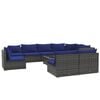 vidaXL Garden Lounge Set Grey PE rattan, powder-coated steel, plastic, glass